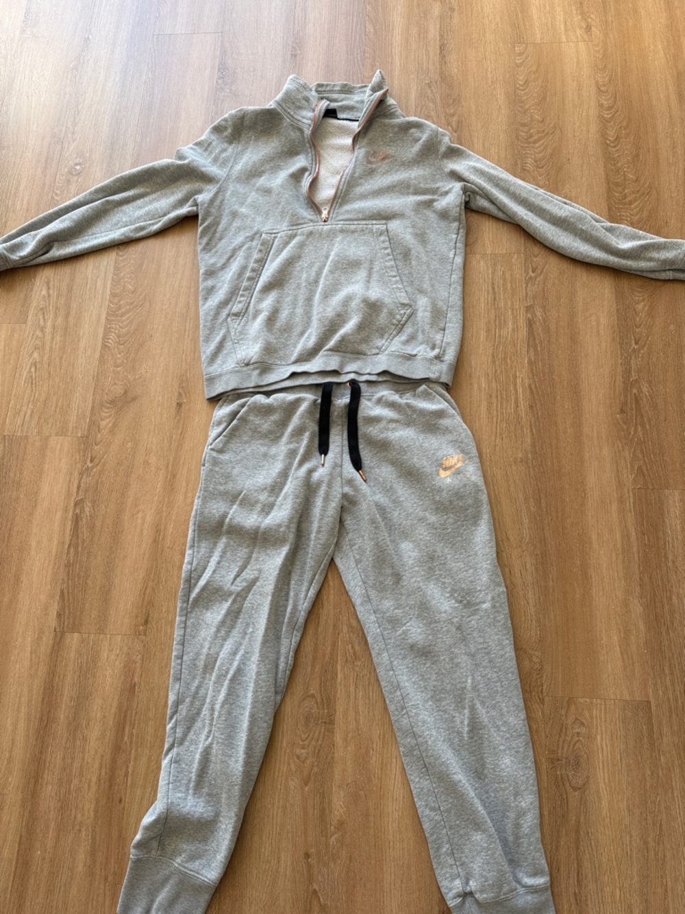 Nike Light Grey Half-Zip Pullover & Jogger Pajama Set